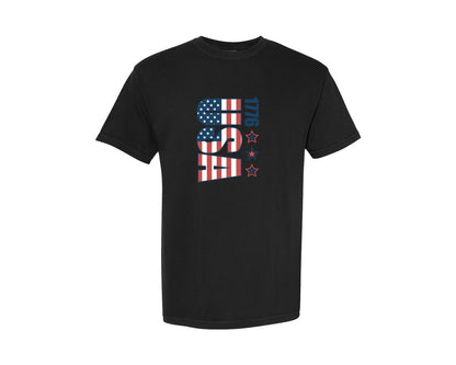 brand:Comfort Colors|color:Black|Retro Usa 1776 Flag Graphic T-Shirt