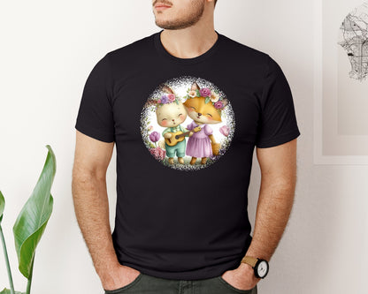 brand:Bella Canvas|color:Black|Couple Animals Round Tshirt 26 Graphic T-Shirt