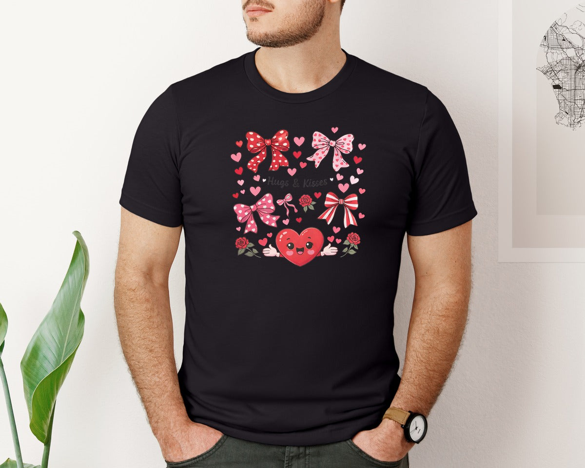 brand:Bella Canvas|color:Black|Valentines Day Cute Coquette Hearts Graphic T-Shirt