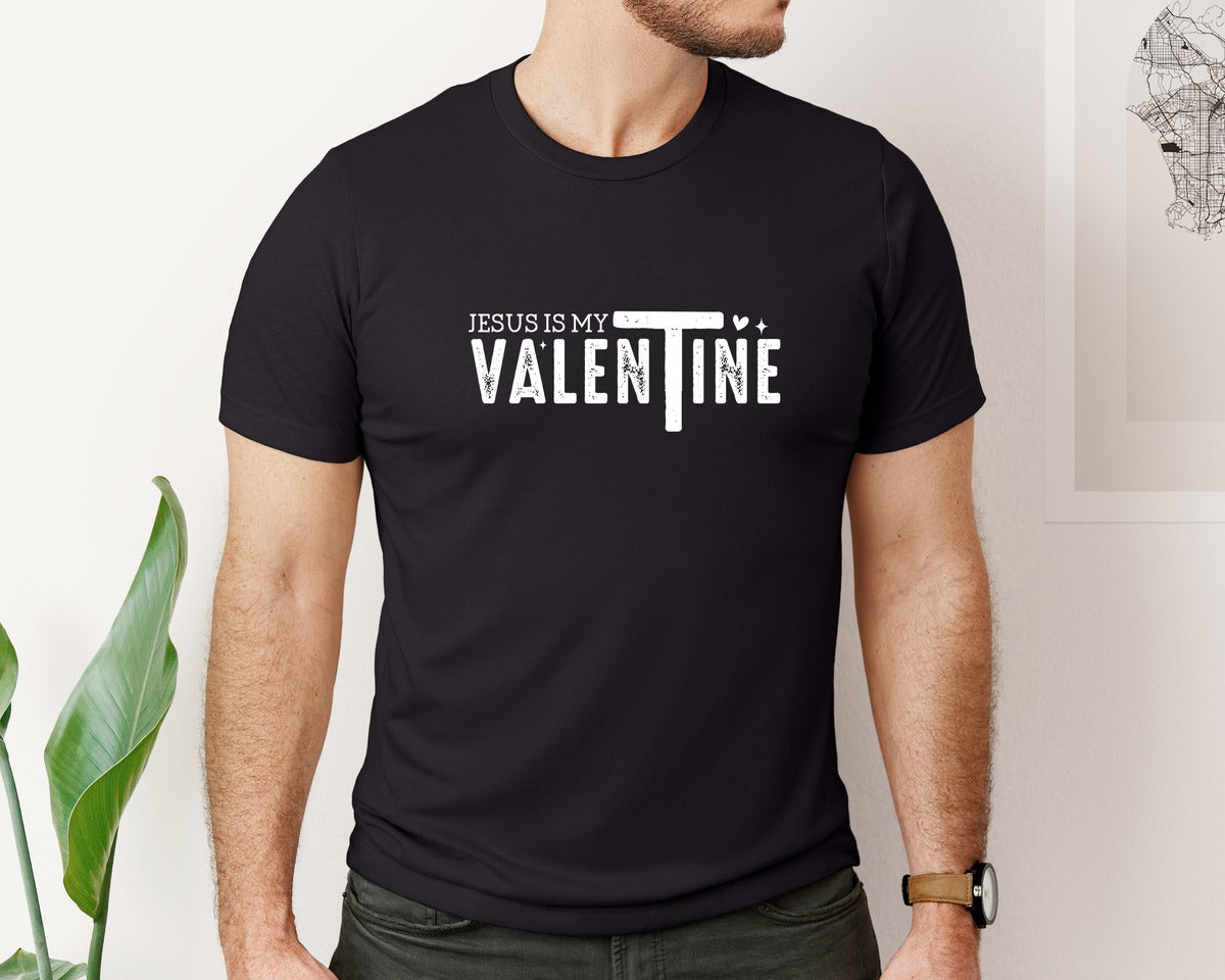 brand:Bella Canvas|color:Black|Jesus Is My Valentine 20 Graphic T-Shirt
