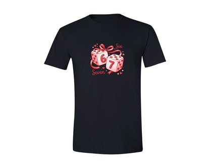brand:Generic|color:Black|Valentine Dice Six Seven Viral Meme Graphic T-Shirt