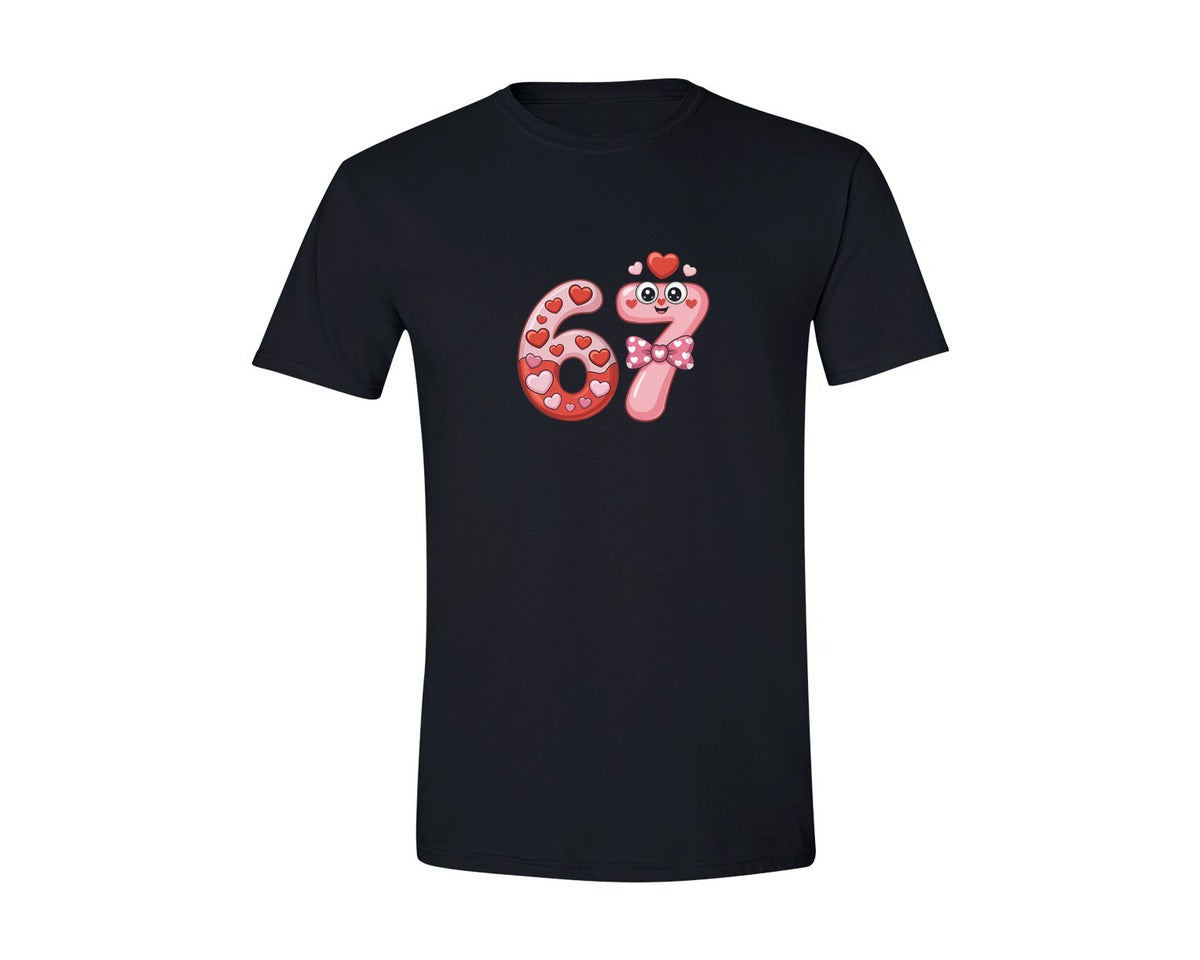 brand:Generic|color:Black|67 Valentine Cute Number 6 7 Graphic T-Shirt