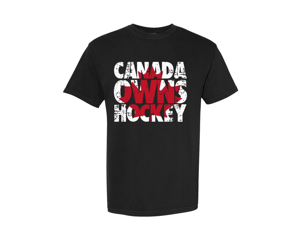 brand:Comfort Colors|color:Black|Canada Owns Hockey 7 Graphic T-Shirt