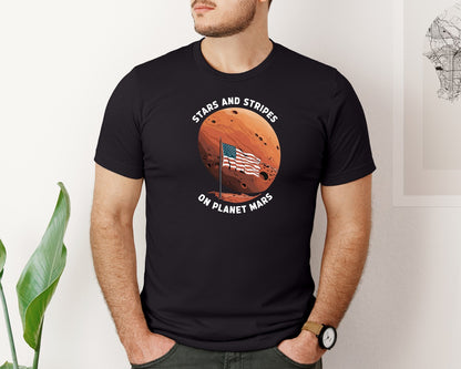 brand:Bella Canvas|color:Black|Stars And Stripes On Mars Graphic T-Shirt