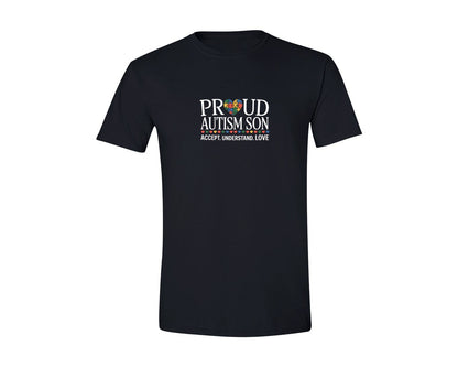 brand:Generic|color:Black|Proud Autism Son Puzzle Heart Graphic T-Shirt