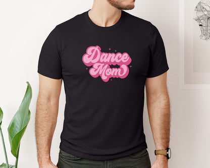 brand:Bella Canvas|color:Black|Dance Mom Retro Dancer Mama Glitter Graphic T-Shirt