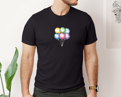 brand:Bella Canvas|color:Black|Colorful Balloon Watercolor Graphic T-Shirt