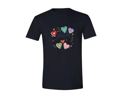 brand:Generic|color:Black|Valentine Candy Heart Pngyou Are Enough Graphic T-Shirt