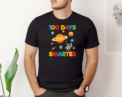 brand:Bella Canvas|color:Black|100 Days Smarter Space Theme Graphic T-Shirt