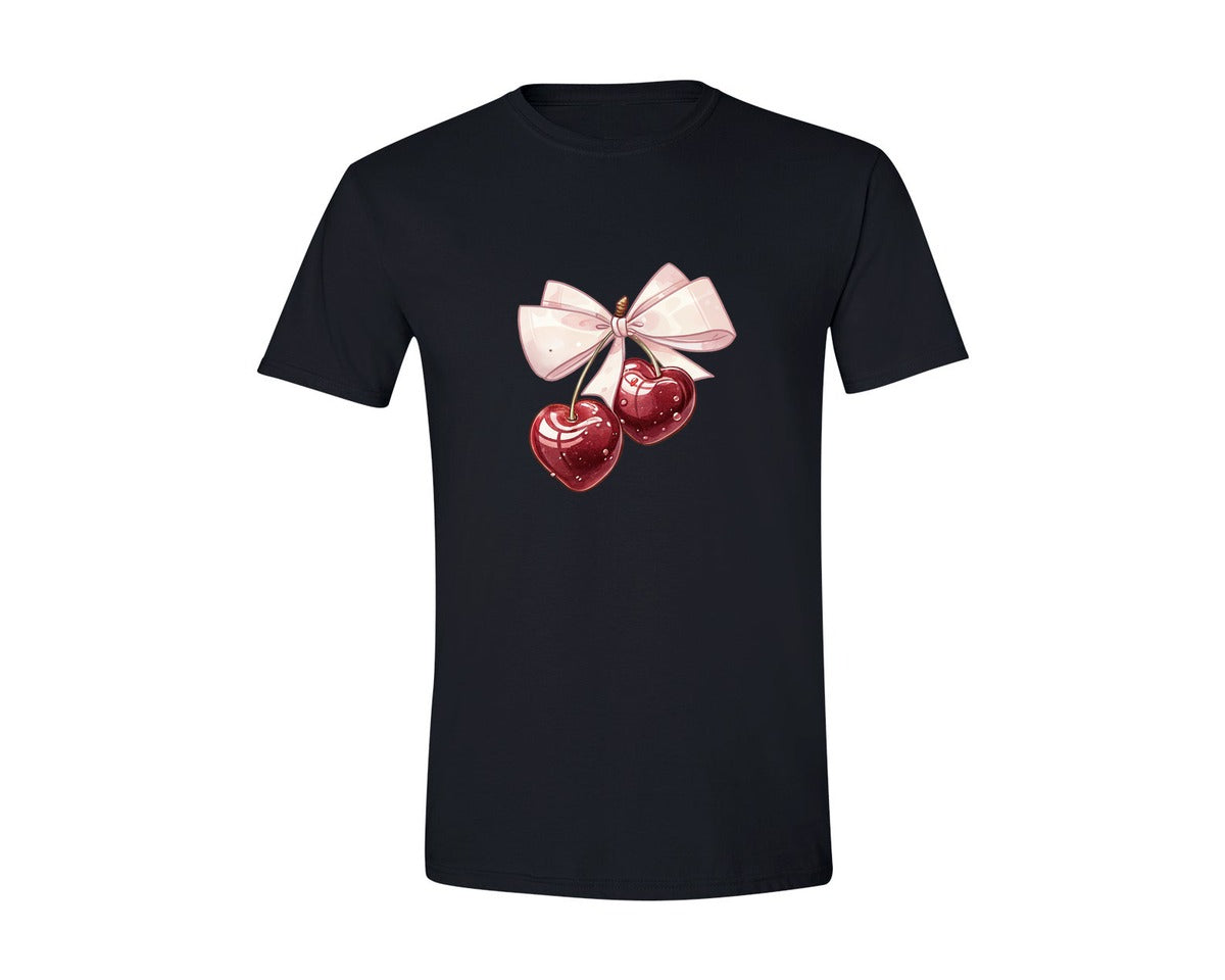 brand:Generic|color:Black|Cherry Love Pngpink Coquette Valentine Graphic T-Shirt