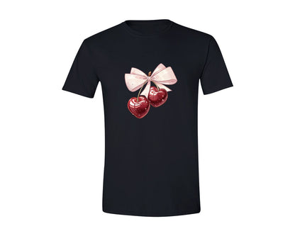 brand:Generic|color:Black|Cherry Love Pngpink Coquette Valentine Graphic T-Shirt
