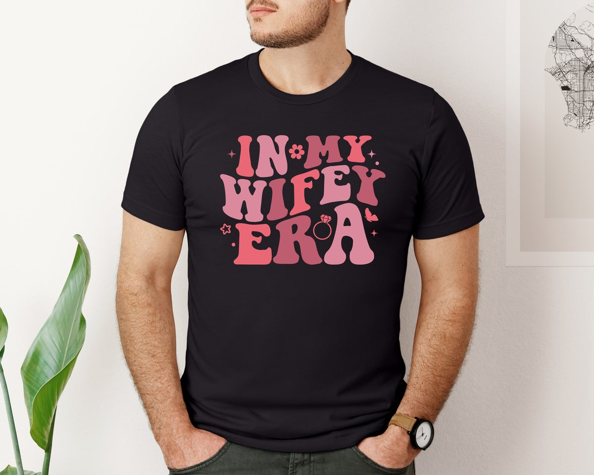 brand:Bella Canvas|color:Black|In My Wifey Era Trendy Bride Graphic T-Shirt
