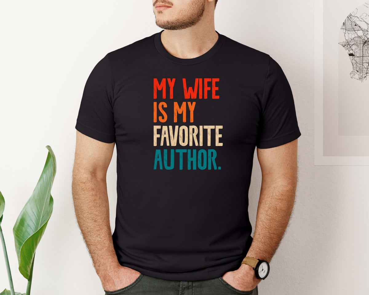 brand:Bella Canvas|color:Black|My Wife Is My Favorite Author Graphic T-Shirt