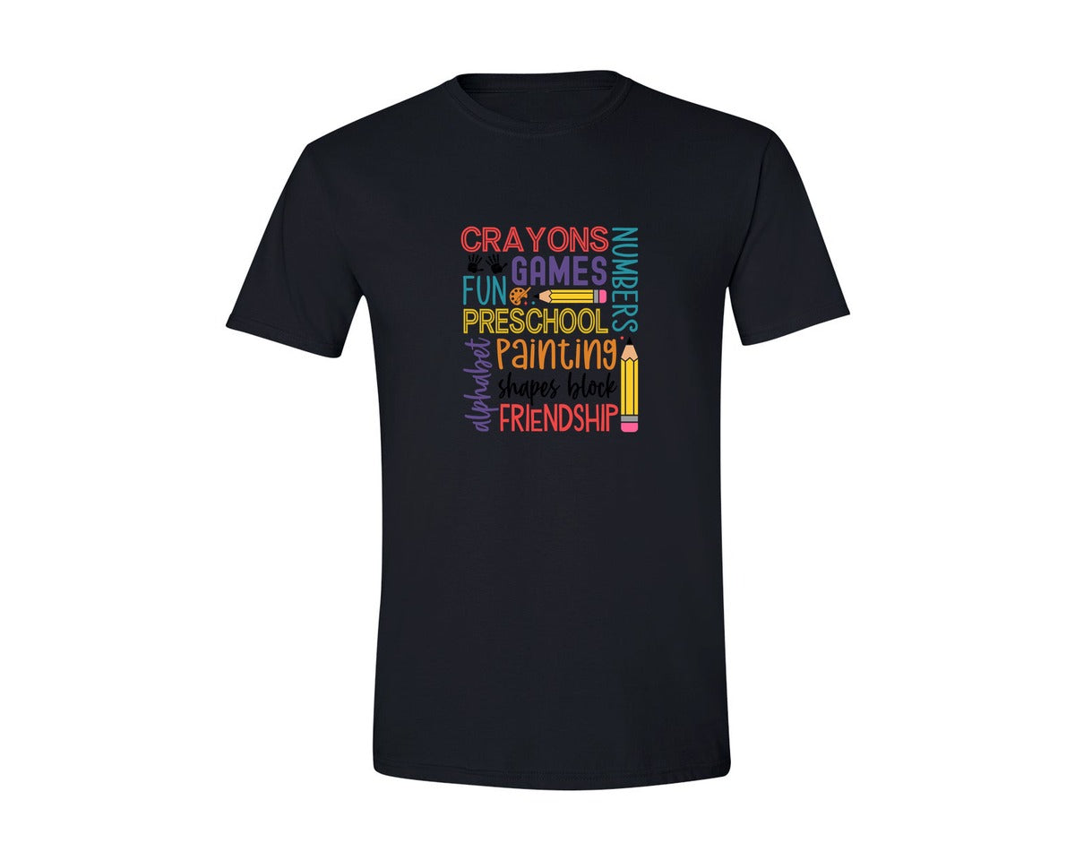 brand:Generic|color:Black|School Teacher Retro Graphic T-Shirt