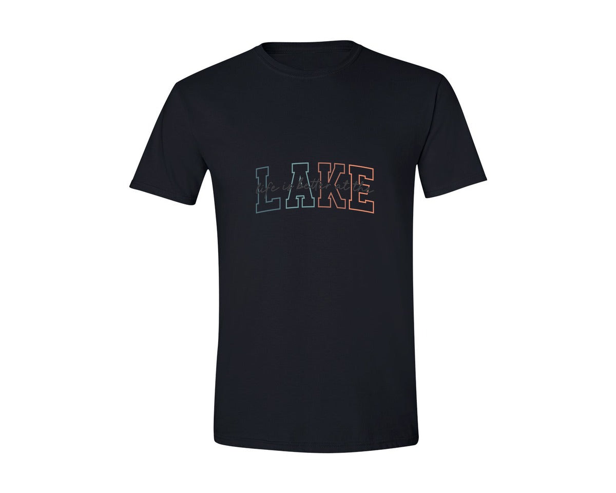 brand:Generic|color:Black|Summer Lake Life Is Better At Lake Graphic T-Shirt