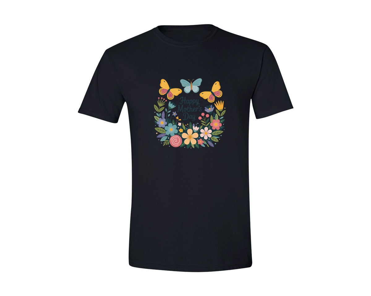 brand:Generic|color:Black|Happy Mothers Day Floral 5 Graphic T-Shirt