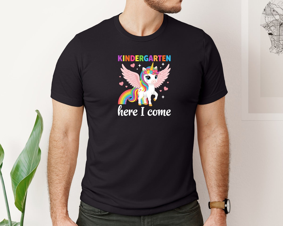 brand:Bella Canvas|color:Black|Kindergarten Here I Come T Shirt Graphic T-Shirt
