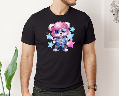 brand:Bella Canvas|color:Black|Cool Bear Graphic T-Shirt