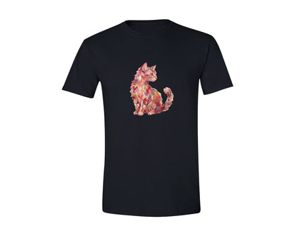 brand:Generic|color:Black|Artistic Paint Stroke Kitty Graphic T-Shirt