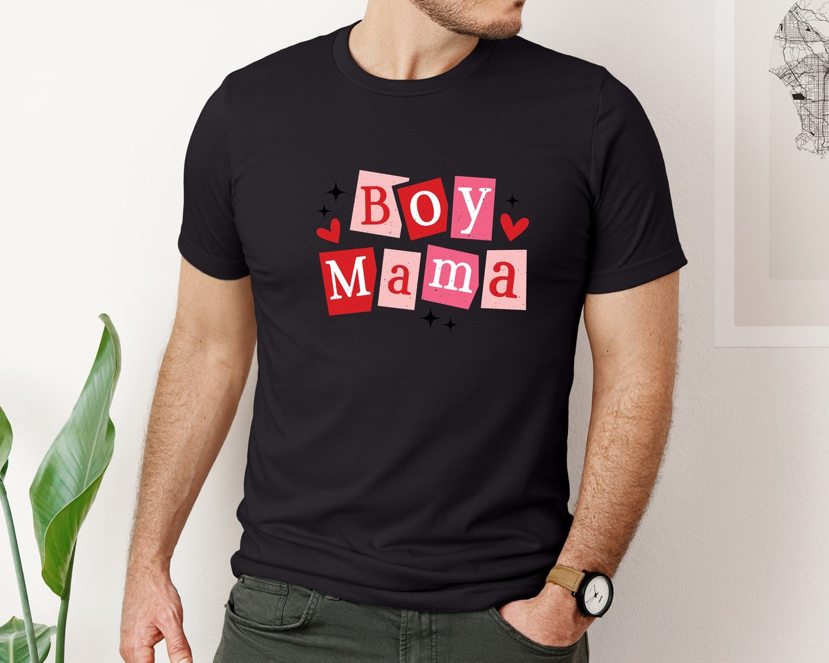 brand:Bella Canvas|color:Black|Mama Boy Mama Mama Shirt Graphic T-Shirt