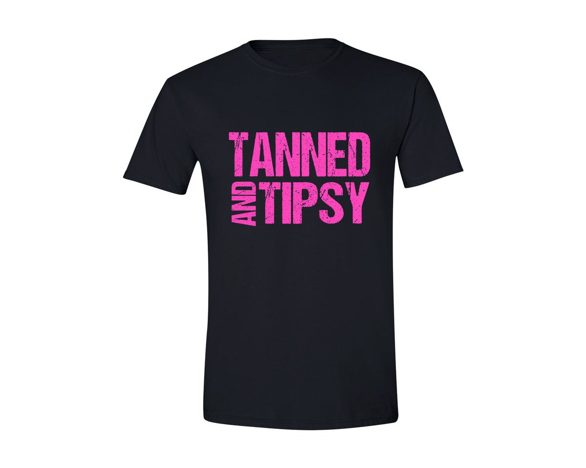 brand:Generic|color:Black|Tanned And Tipsy Sunshine Beach Graphic T-Shirt