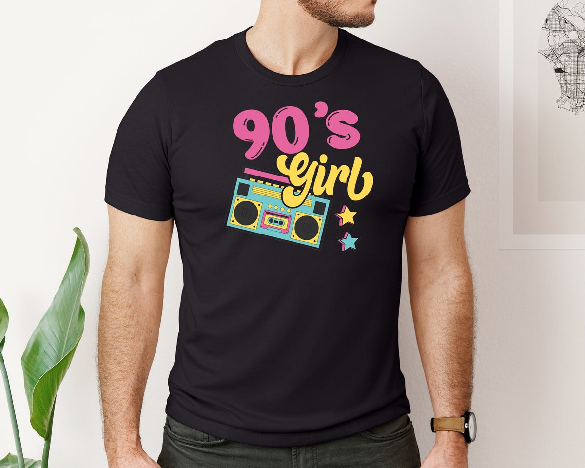 brand:Bella Canvas|color:Black|90S Party 90S Girl Party Vintage Graphic T-Shirt