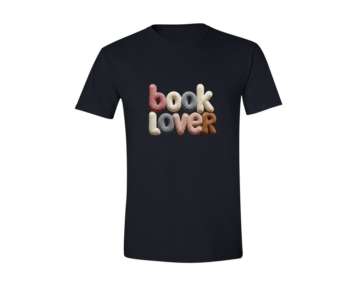 brand:Generic|color:Black|Chunky Book Lover Yarn Graphic T-Shirt