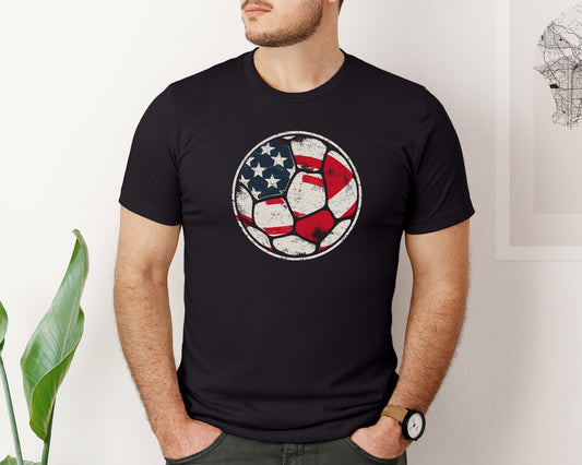 American Flag On Soccer Ball T Shirt Graphic T-Shirt