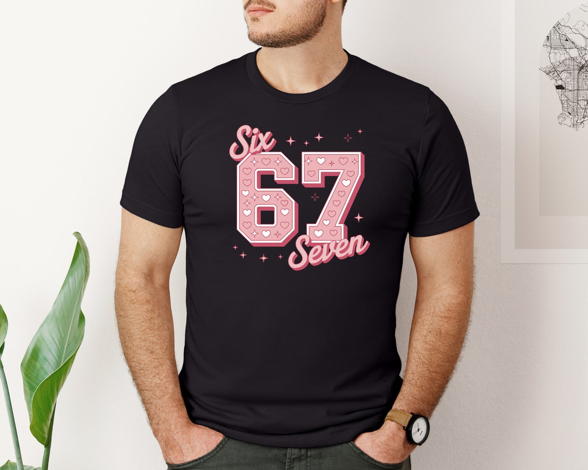 brand:Bella Canvas|color:Black|6 7 Valentine Varsity 6 7 Valentine Graphic T-Shirt