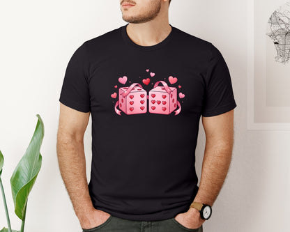 brand:Bella Canvas|color:Black|6 7 Hearts Dice Valentine Day Tshirt Design 2 Graphic T-Shirt