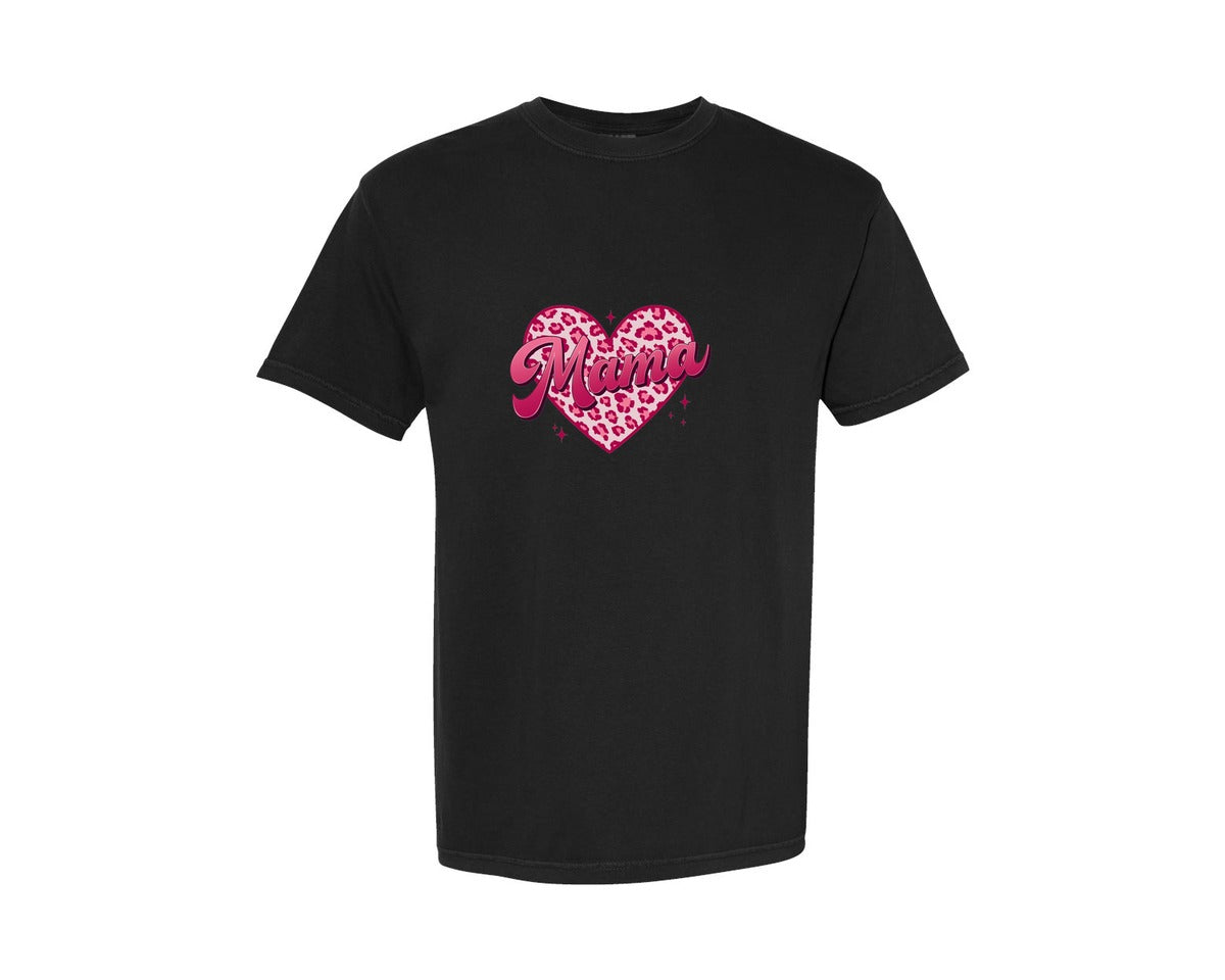 brand:Comfort Colors|color:Black|Faux Yarn Mama Valentine Heart Graphic T-Shirt