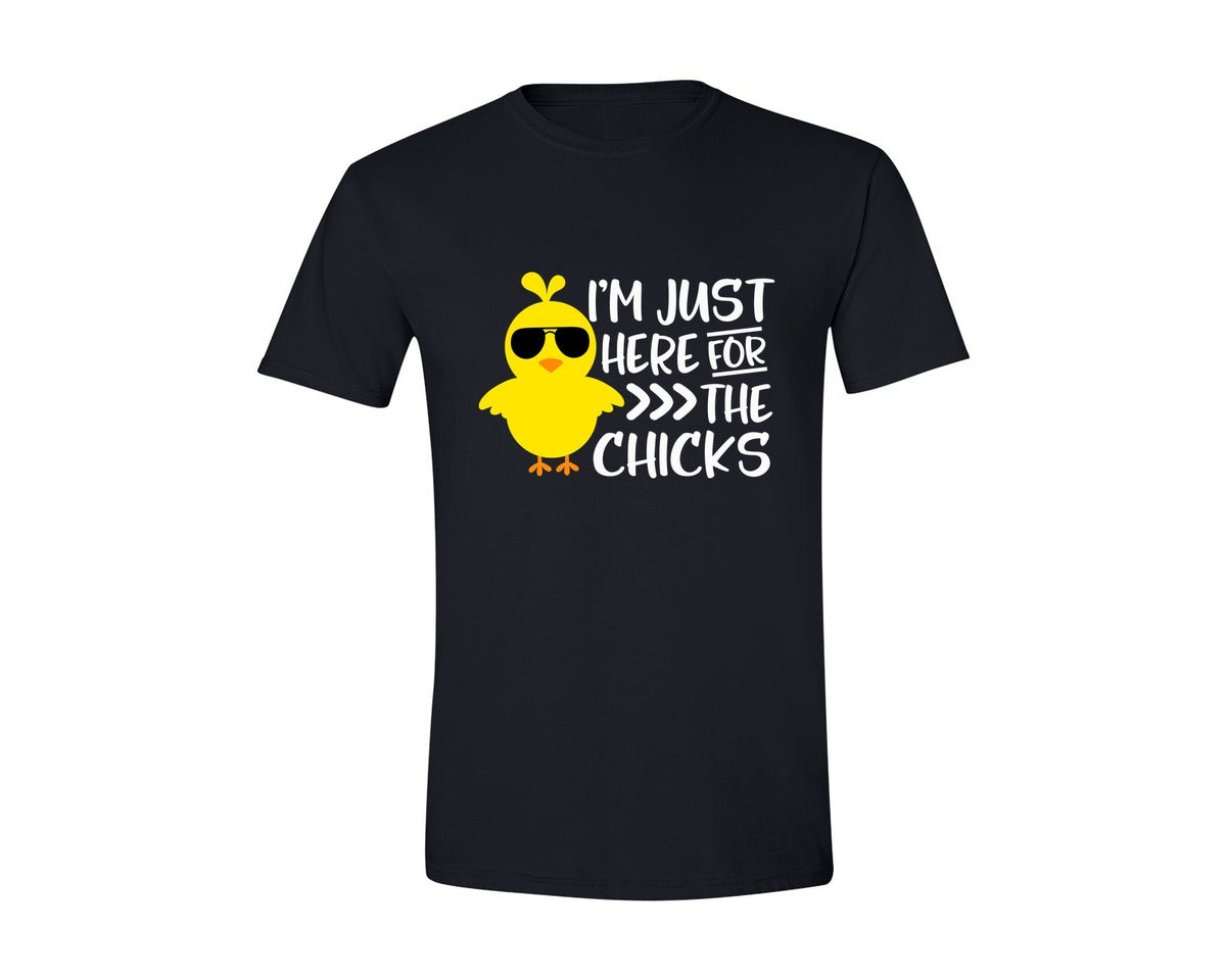 brand:Generic|color:Black|I Am Just Here For The Chicks 4 Graphic T-Shirt