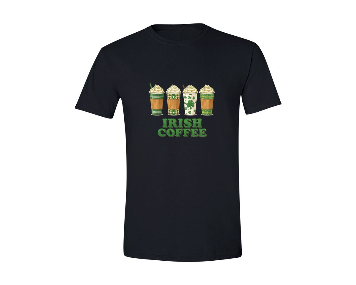 brand:Generic|color:Black|Irish Coffee St Patricks Day Graphic T-Shirt