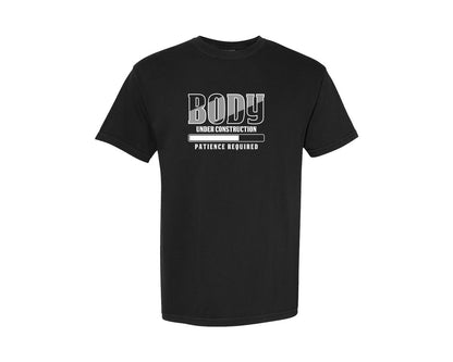 brand:Comfort Colors|color:Black|Gym Body Under Construction Tee Design Graphic T-Shirt
