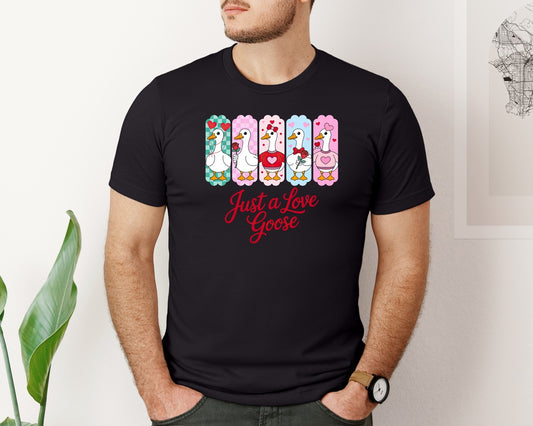 Cute Love Goose Valentine Graphic T-Shirt