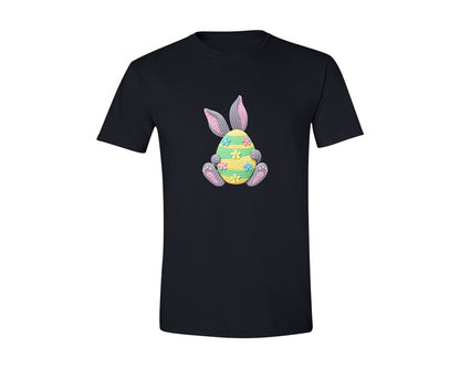 brand:Generic|color:Black|Faux Crochet Easter Egg Graphic T-Shirt