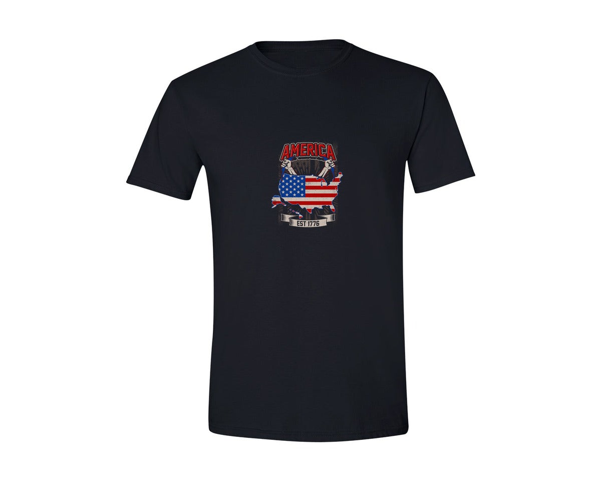 brand:Generic|color:Black|American Independence 1776 Graphic T-Shirt