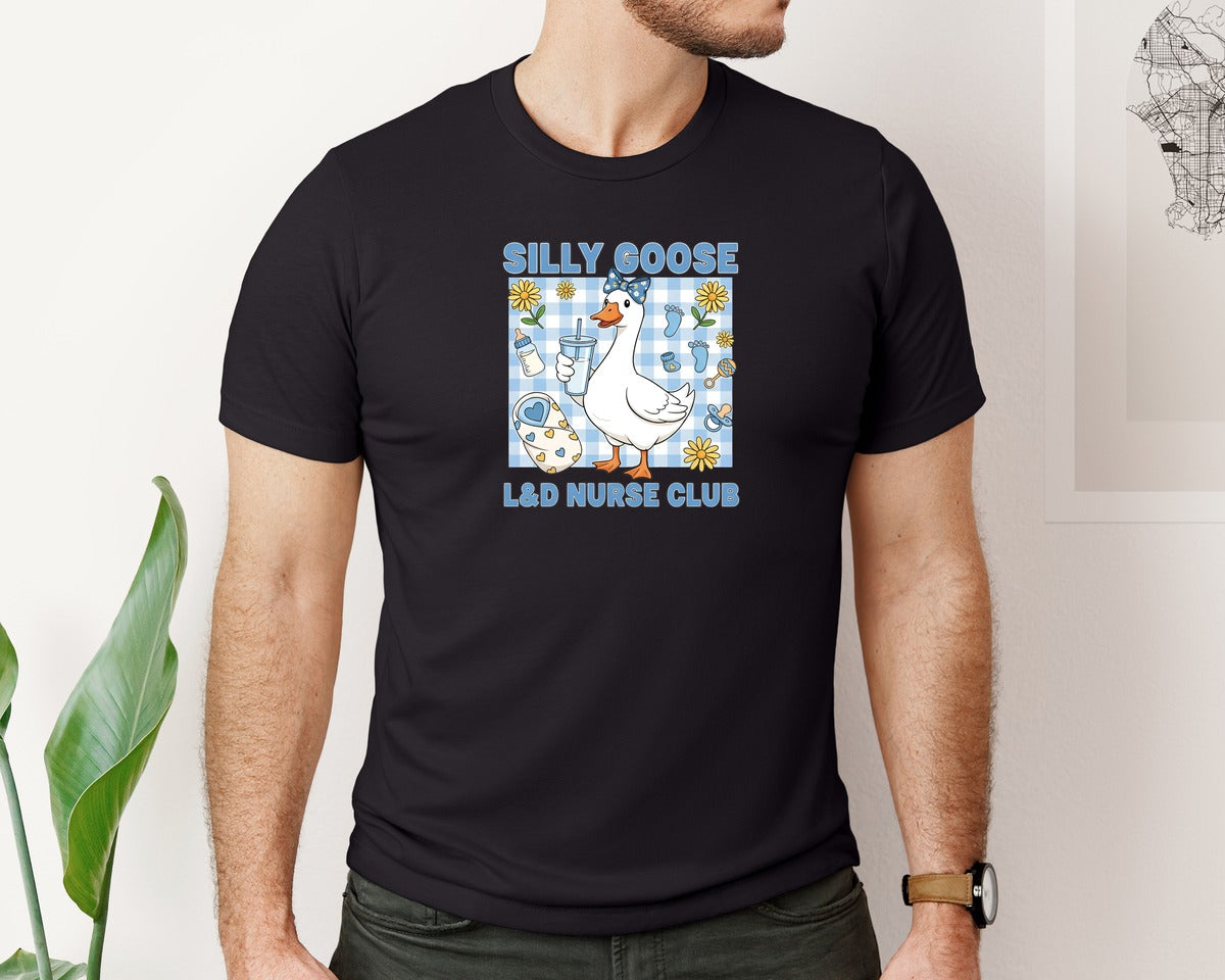 brand:Bella Canvas|color:Black|Silly Goose Ld Nurse Club Graphic T-Shirt
