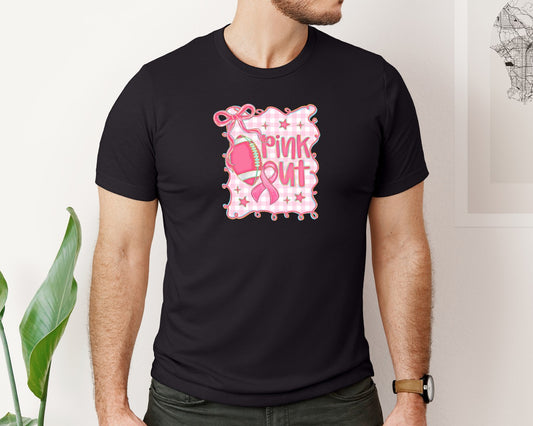 Pink Out Football Breast Cancer Graphic T-Shirt