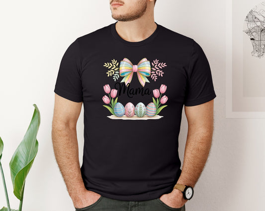 Mama Floral Easter Spring Bunny Egg Graphic T-Shirt