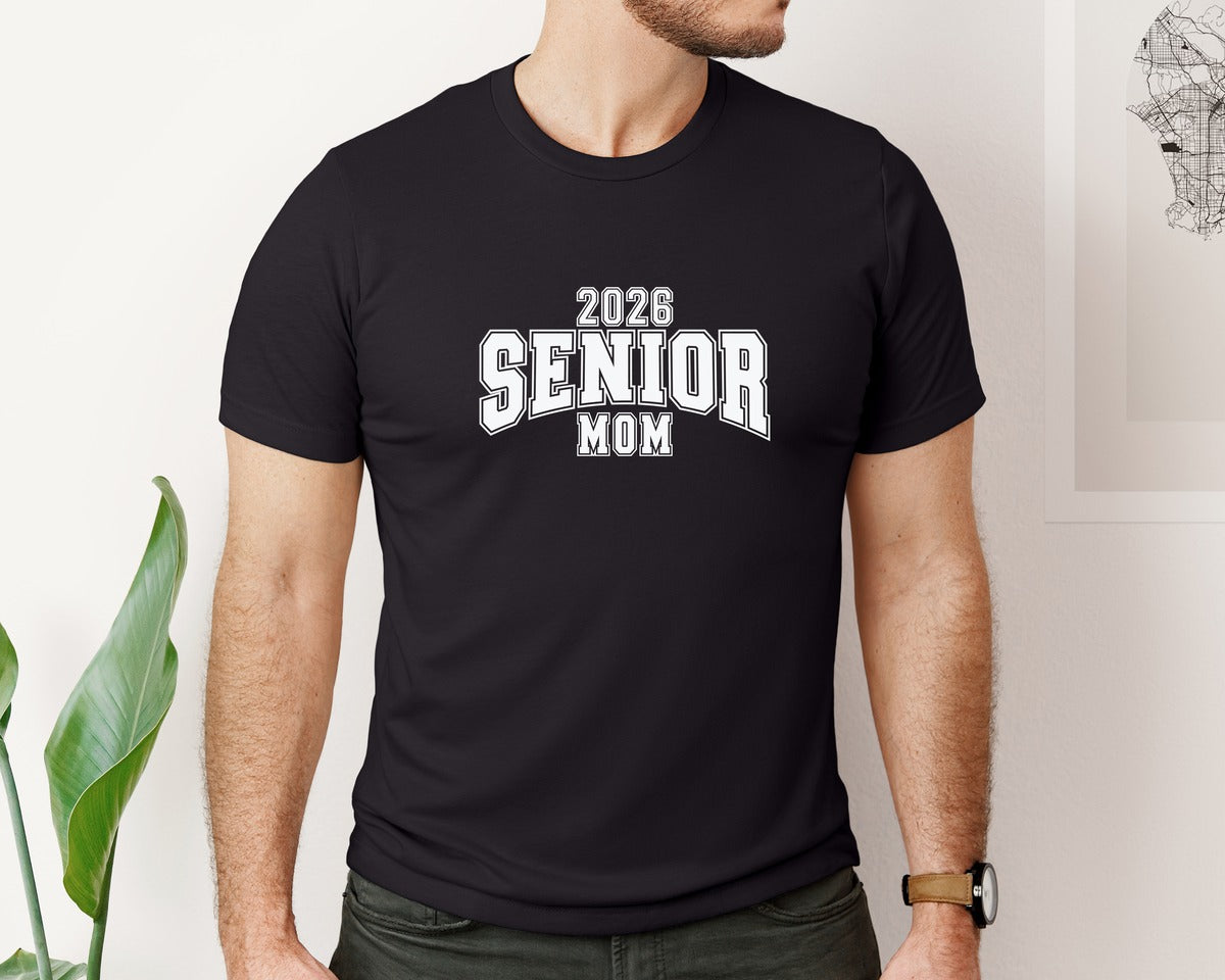 brand:Bella Canvas|color:Black|Senior Mom 2026 Graduation Varsity Graphic T-Shirt
