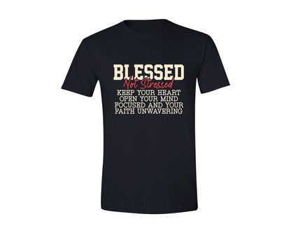 brand:Generic|color:Black|Blessed Not Stressed Shirt Christian Graphic T-Shirt