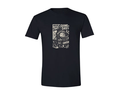 brand:Generic|color:Black|Funny Glitter Retro Basketball Graphic T-Shirt