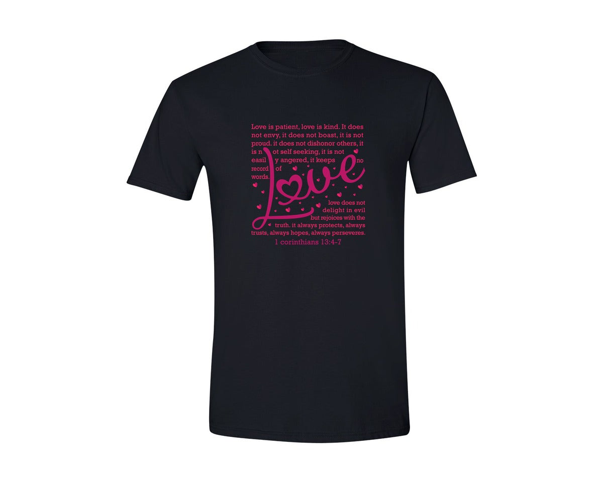 brand:Generic|color:Black|Love Is Patient Valentine Heart 12 Graphic T-Shirt