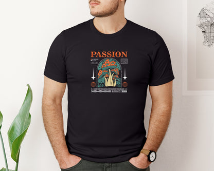 brand:Bella Canvas|color:Black|Mushroom Y2K Urban Streetwear Design Graphic T-Shirt