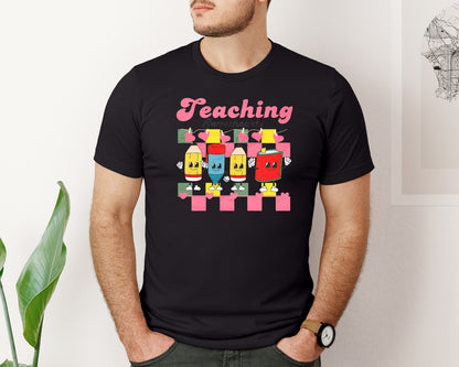 brand:Bella Canvas|color:Black|Teaching Sweethearts Teacher Graphic T-Shirt