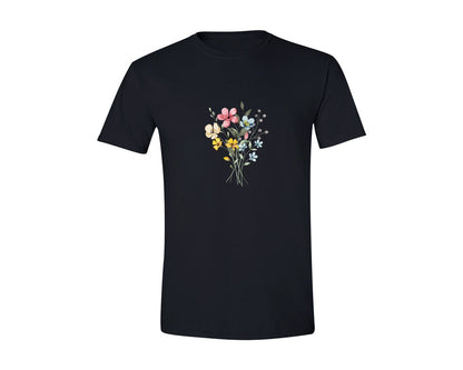 brand:Generic|color:Black|T Shirt Design With Wild Flowers