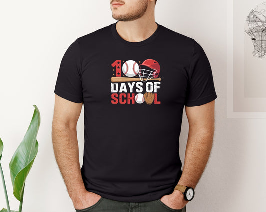 100 Days Of School Baseball Sports Graphic T-Shirt
