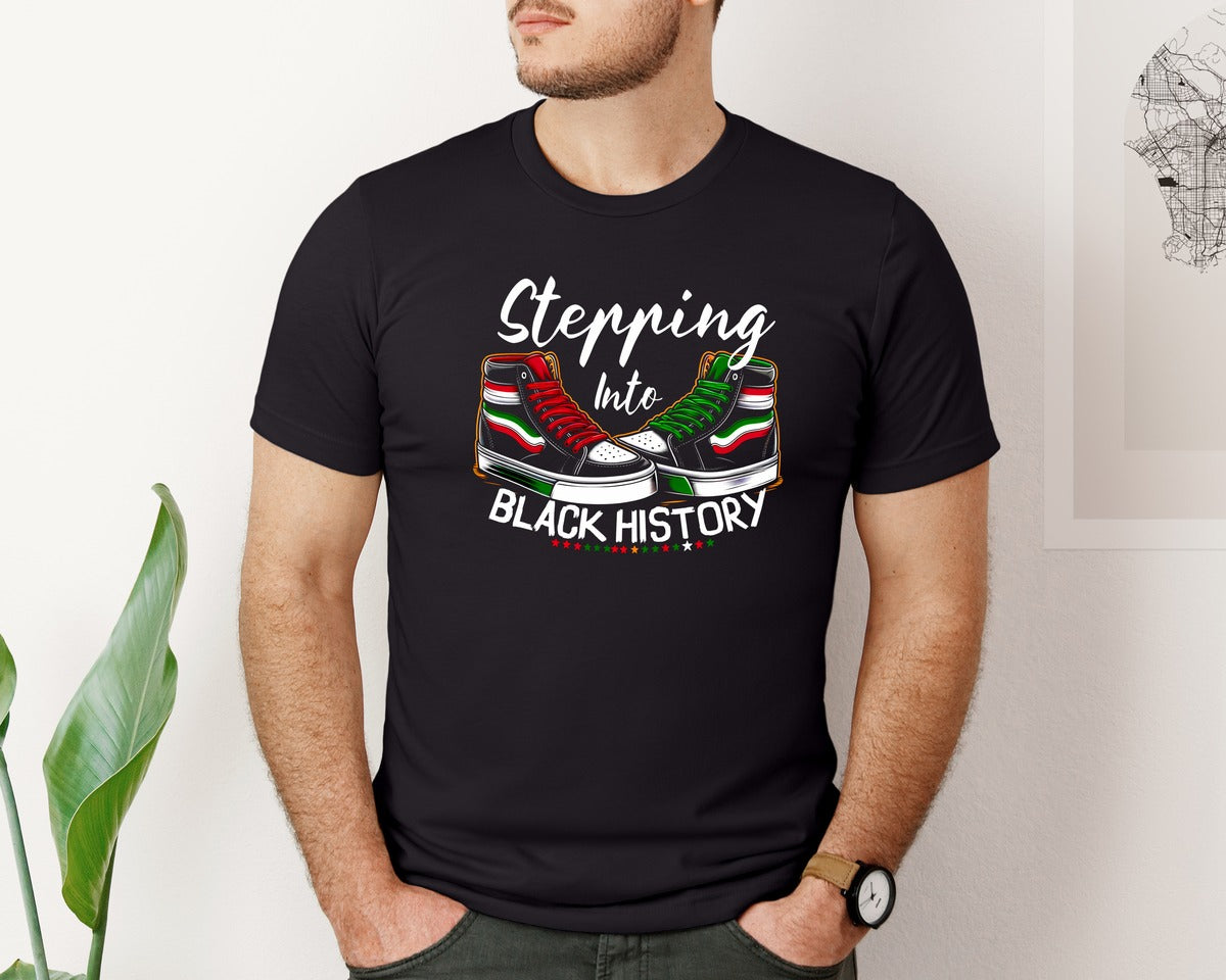 brand:Bella Canvas|color:Black|Stepping Into Black History Month Graphic T-Shirt
