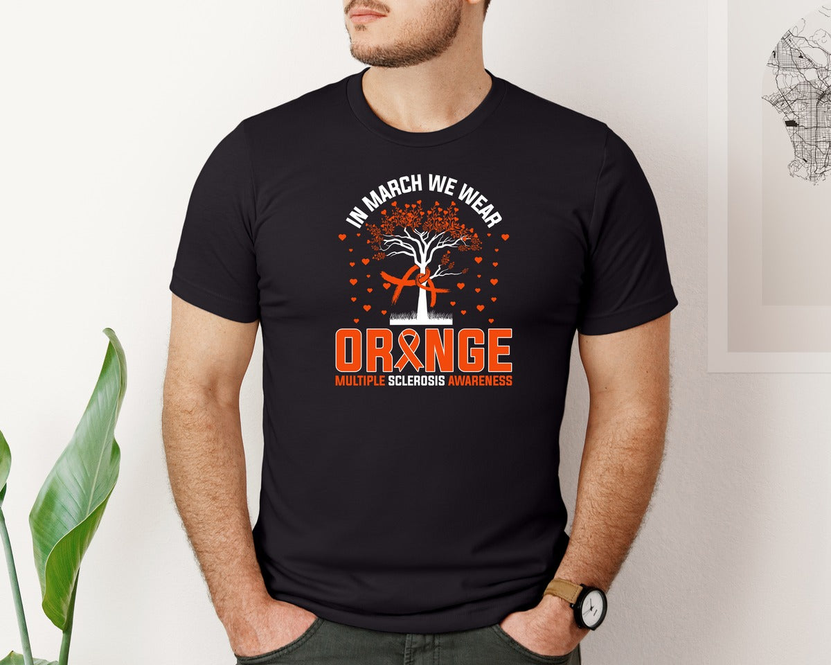 brand:Bella Canvas|color:Black|In March We Wear Orange Ms Awareness Graphic T-Shirt